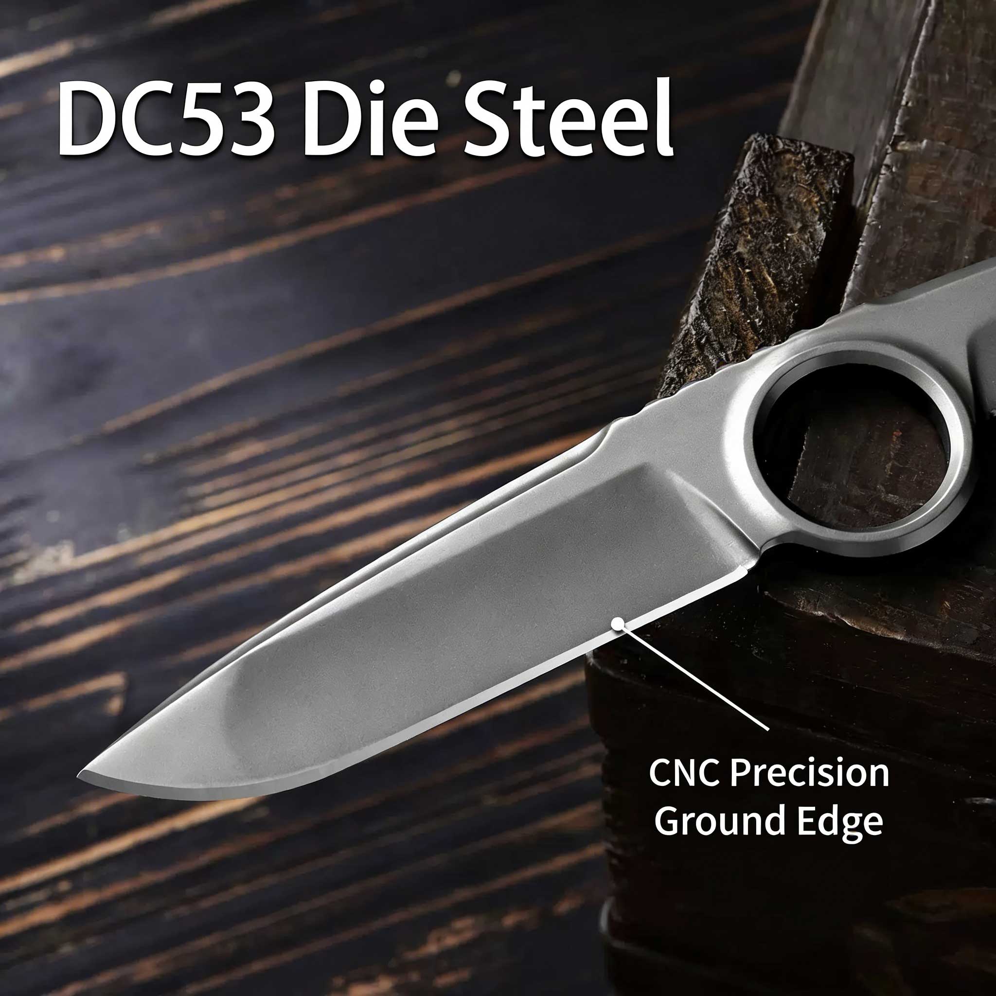 Lightweight Skeletonized Fixed Blade Knife, EDC Gear for Outdoor Adventures & Bushcraft