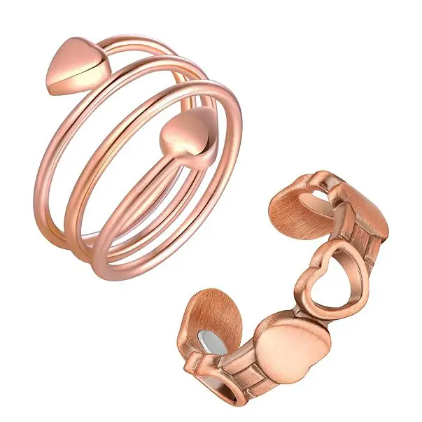 Feraco 2PCS Pure Copper Rings for Women,Magnetic Ring Magnets Jewelry Gift
