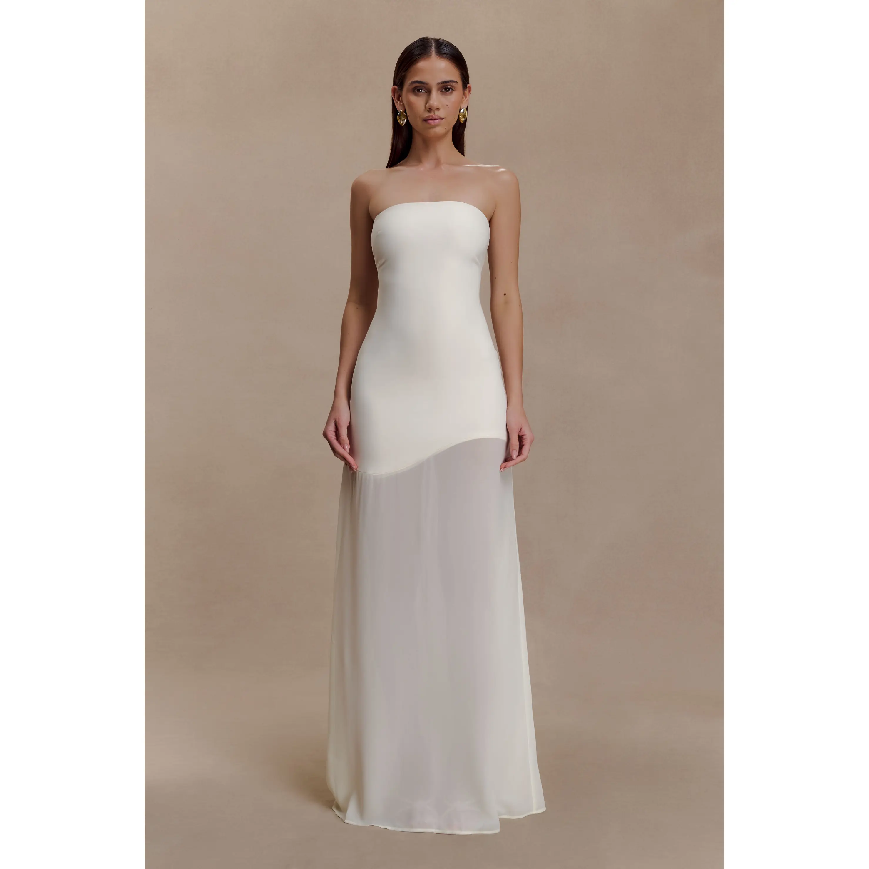 Mason Crepe And Chiffon Maxi Dress - Ivory Mason Crepe And Chiffon Maxi Dress - Ivory
