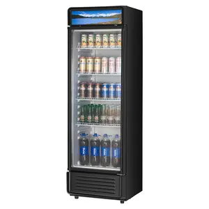 Summervibes VEVOR Commercial Merchandiser Refrigerator, 13.3 CU. FT Glass Door Display Refrigerator, Beverage Refrigerator Cooler Merchandiser with Adjustable Shelves, Soft LED Light, Customizable Lightbox, Black