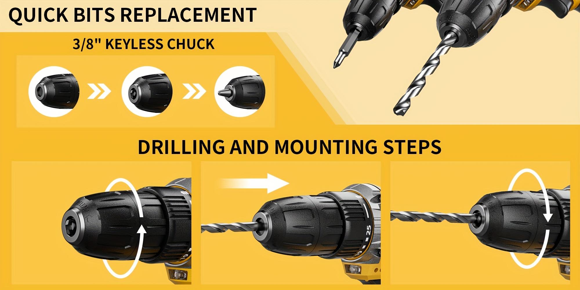 Wireless Lithium Drill Set With 20V/12V Options, Featuring LED Light And 25+1 Adjustable Torque Settings. Essential For Home RepairsAnd DIY Projects, An Excellent Choice As A Gift., Construction Work, Household Maintenance, Power Drill Set.