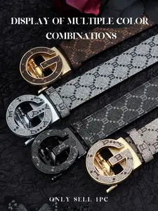 New Letter G Automatic Buckle Belt, Fashion Belt, Casual Commuter Waistband, Casual Modern Waistband, Versatile Trendy Men's Pants Belt, Trendy Exquisite Belt, Denim Belt for All Seasons