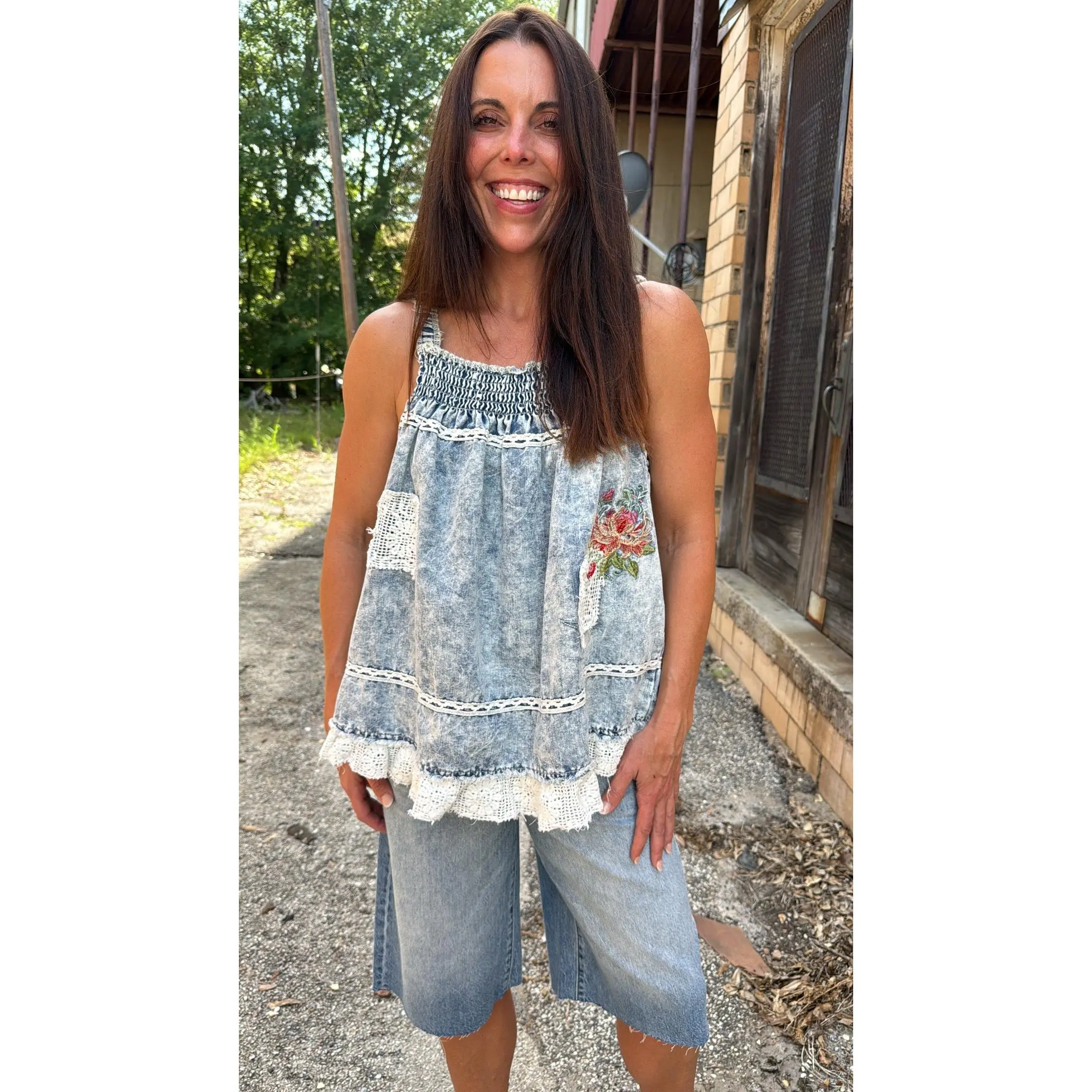 The Denim Lace Bloomer Styled Outfit