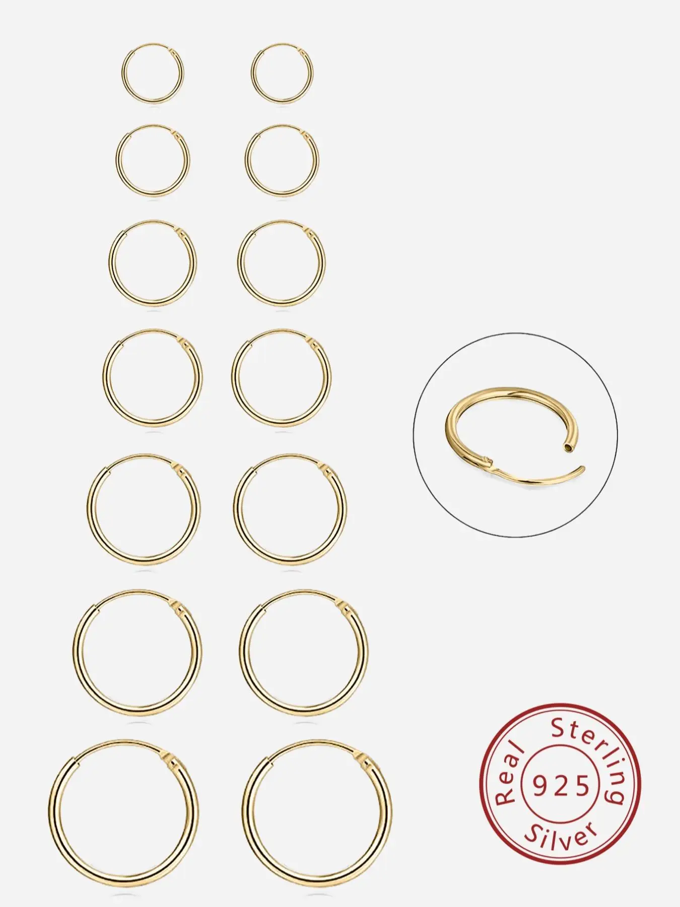 925 Sterling Silver Hoop Earrings, 2/6/8/14 Counts 2024 New Style Small Hoop Earrings, Jewelry for Women & Men, Birthday Gift with Box