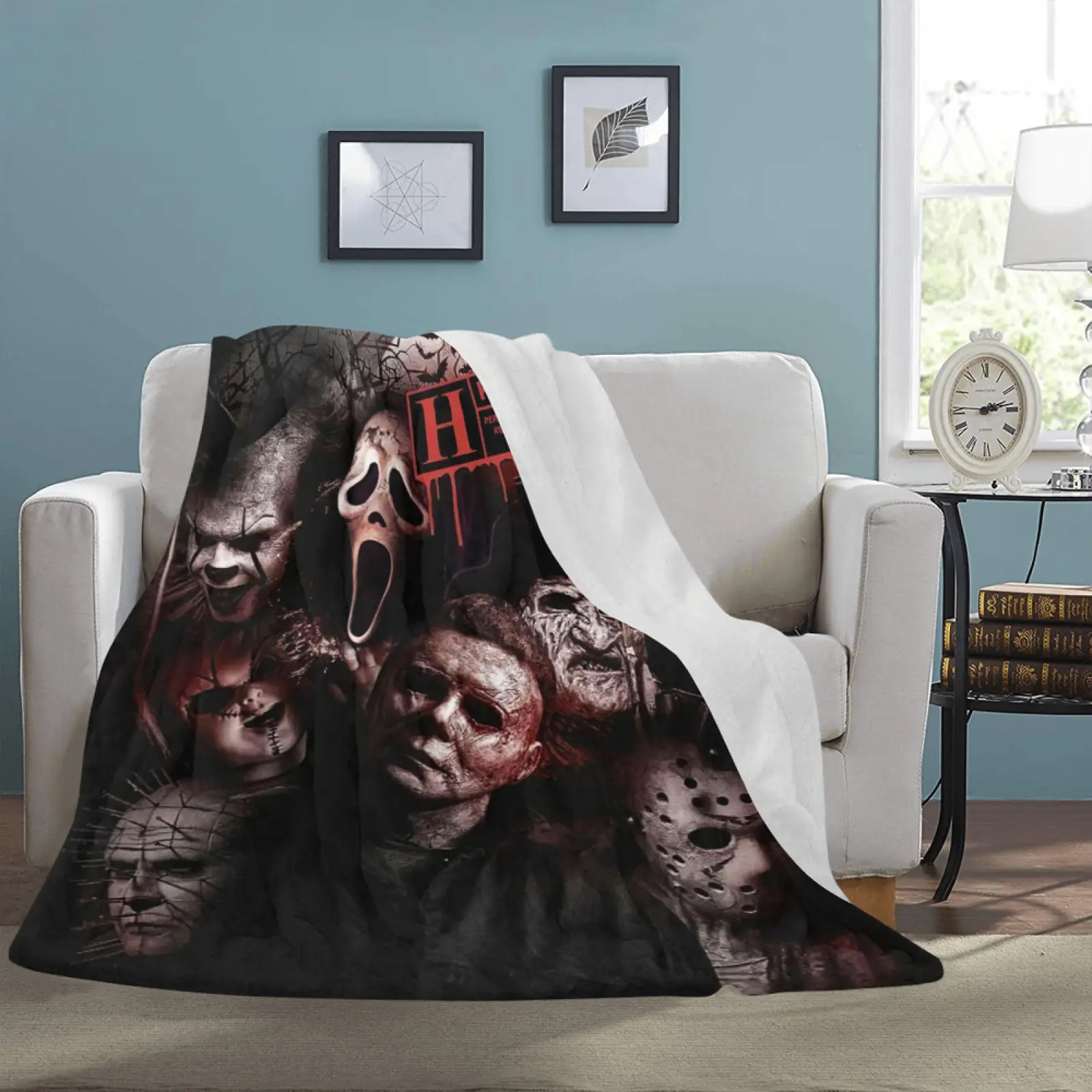 FRANALA Horror Blankets Soft Flannel Lightweight Plush Throw Air Conditioner Quilt for Women Men Couch Bed Sofa Halloween Decorative Gift horror blan