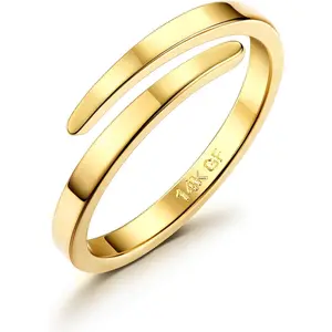 FLORIDECO Women's Open Twist Thin Ring, Comfort Fit Stackable Eternity Band for Pinky/Thumb/Midi, Sizes 5-10, Trendy Jewellery Accessories, Daily Wear