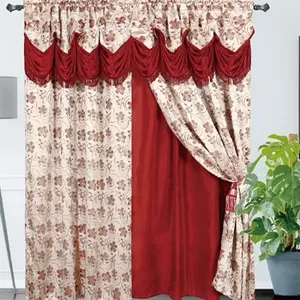 Floral Black-Out Polyester Curtains for Home Decor with Elegant Swag Top and Rich Accents