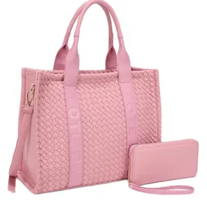 Elegant Leather Tote Bag Set with Matching Wallet - Spacious Interior & Cozy Everyday Companion