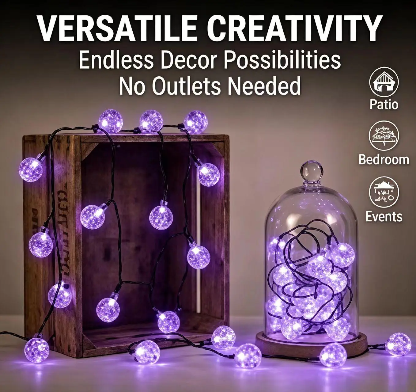 Pack of 2 Purple Bubble Ball Lights with 100 LEDs