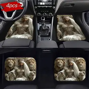 Royal Lion Queen Car Floor Mats Set of 4, Luxury Anti-Slip Wear-Resistant, Indoor Decoration Protection, Comfortable Breathable All Seasons