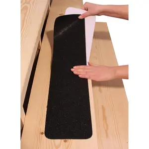 6"x30" Stair Treads Non-Slip Outdoor Tape - (10-Pack) Black Anti-Slip Strips