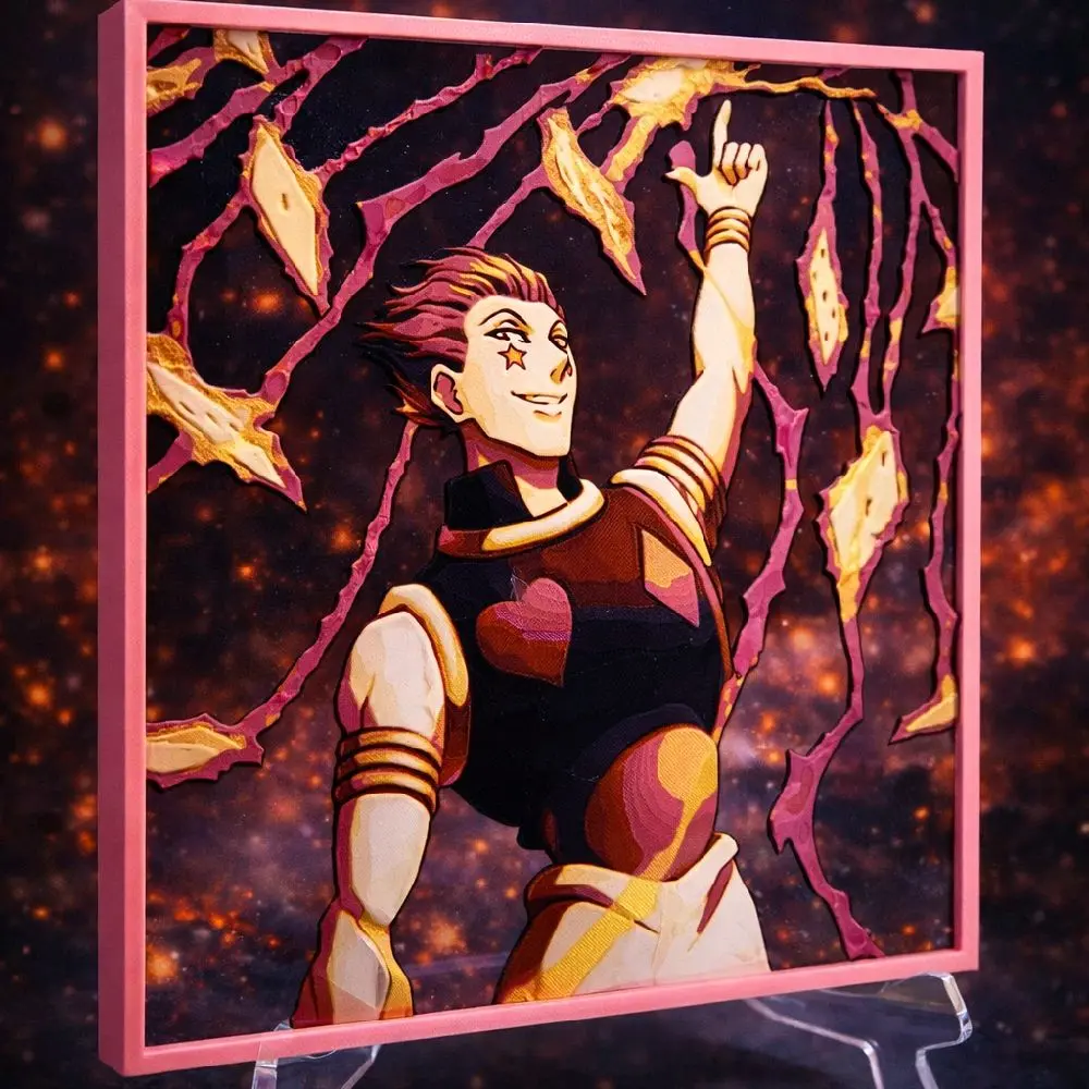 Hisoka Hunter X Hunter Inspired 3D Hueforge Wall Art with Frame 200x200mm Anime Fan Art Decor