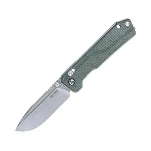 SRM Rubik - 3.4" Stonewash Blade - Green Micarta Handle - 7228B-MG