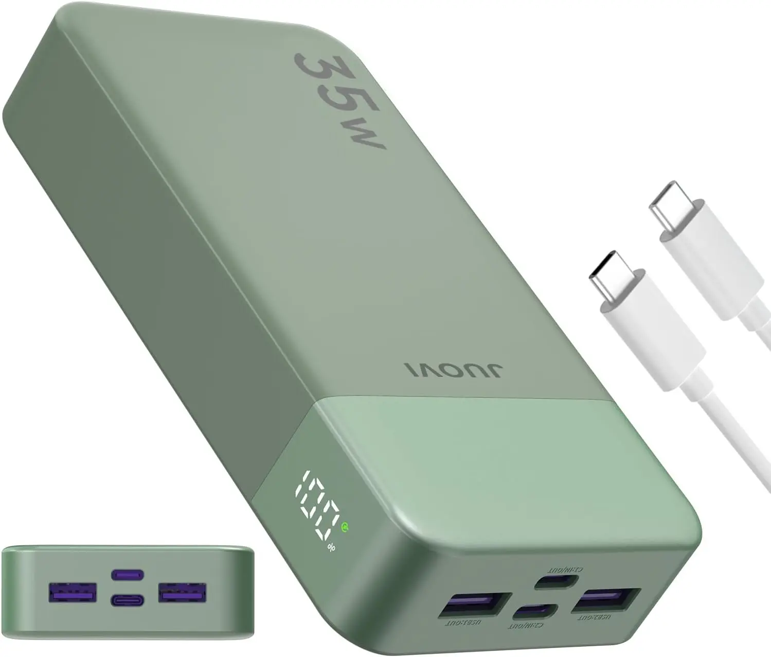 JUOVI Portable Power Bank 20000mAh, 35W with Fast Charging, LED Display for iPhone 16, 15, 14, Galaxy,Tablet, and Switch - Black Smartphone Cable Chargeable Compact Usb,back to school,back to school haul