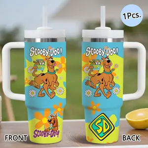PIKPAKA Cartoon Scooby-Doo Vacuum Flasks 40oz Stainless Steel Leakproof Insulated Tumbler with Handle & Straw, Vacuum Insulated Travel Mug Keeps Drinks Cold Up to 12 Hours, Leak-Resistant Cup for Iced Coffee, Water, Office, Gym or Travel