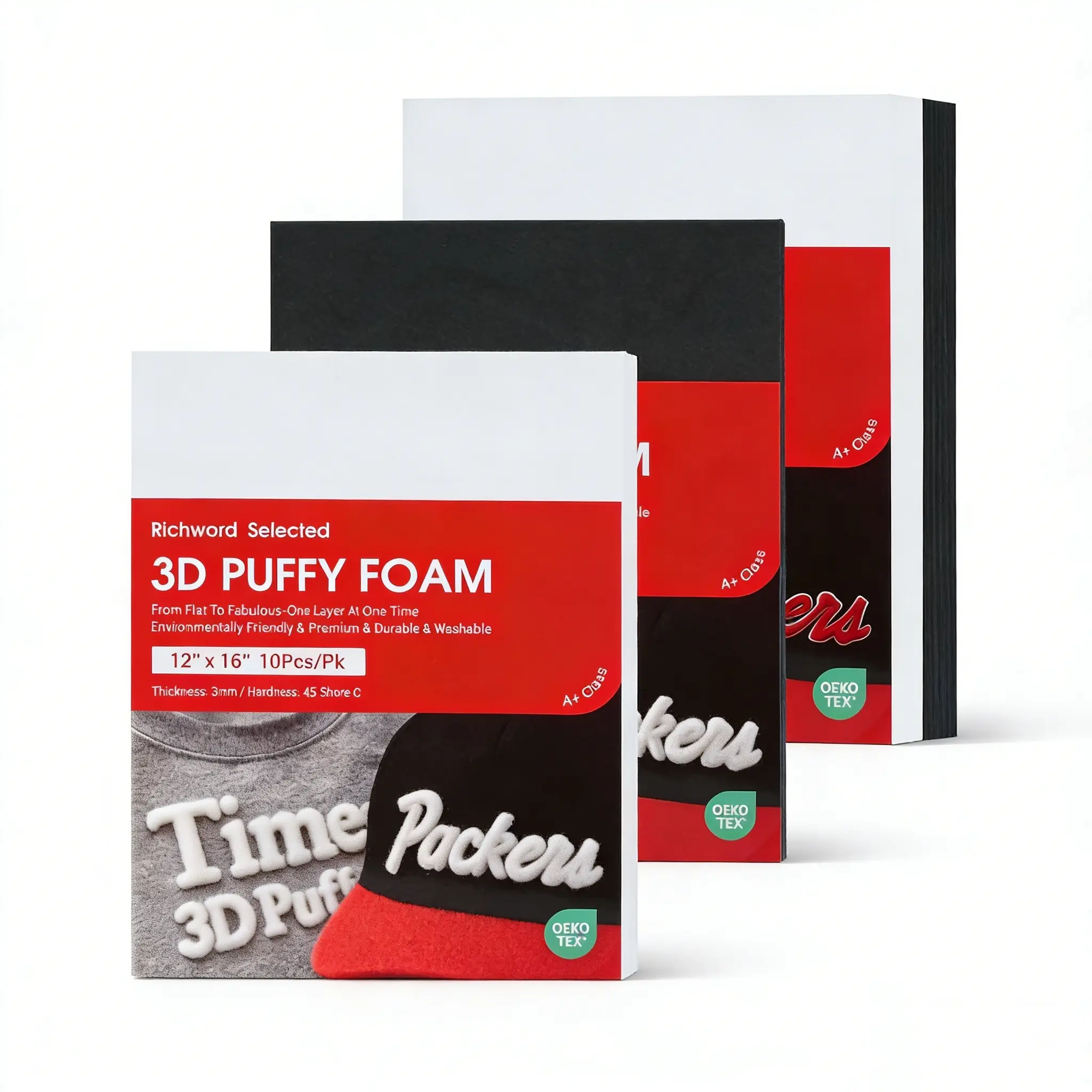 BAI 3D Puff Embroidery Foam Sheets, 3mm Thick, 12 x 16 in, 10 Sheets, for Hats, Caps & Lettering BAI 3D Puff Embroidery Foam Sheets, 3mm Thick, 12 x 16 in, 10 Sheets, for Hats, Caps & Lettering