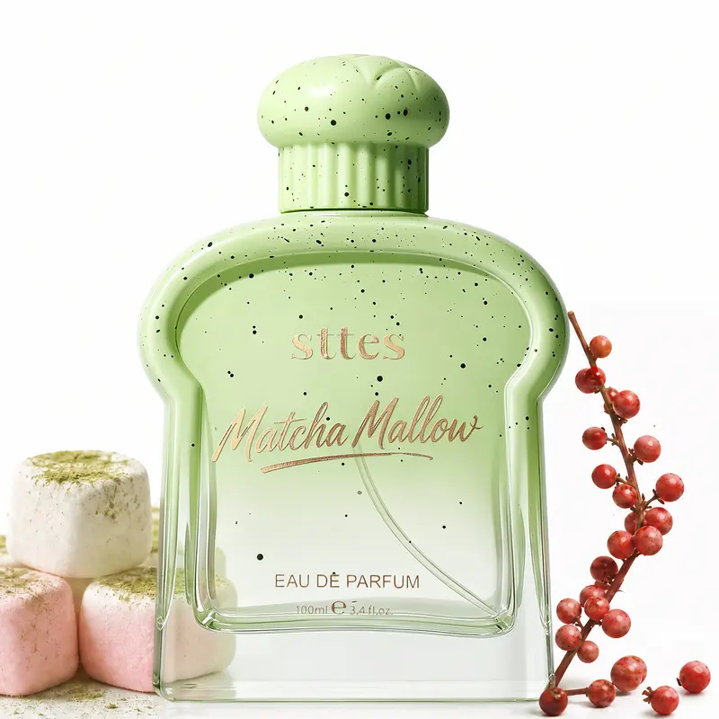 Sttes Perfume Matcha Mallow Eau de Parfum, Long Lasting Women's Perfume with Sweet Matcha Marshmallow Pink Pepper Vanilla & Musk Scent, Gourmand Fragrance Gift for Women, 100ml / 3.4 Fl Oz,sohochic