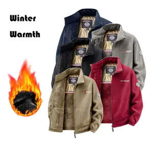 A winter/autumn warmth essential! Hooded fleece jacket, thickened fleece with flecks, cold-resistant, locks warmth without bulk Menswear Coats Tops Man Long Sleeve Motocross