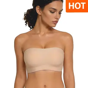 Womens Strapless Jelly Bras Bandeau Bra Non Slip Wireless Supportive Padded Bras Seamless Comfortable Jelly Bra