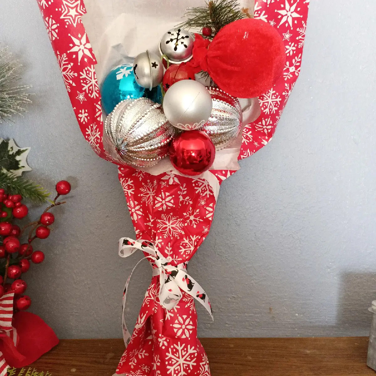 handmade Christmas bouquet. handmade wreath