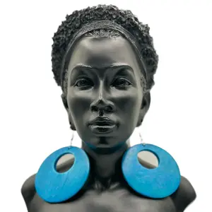 2.5” Bright Colorful Round Wood Earrings Ethnic