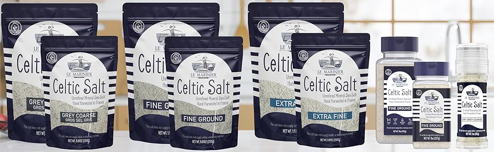 Le Marinier Celtic Salt Organic Grey Coarse, 1.1lb - 18oz. Mineral Rich 100% Natural and Unrefined French Sea Salt Organic. Hand Harvested Mineral Sea Salt, Sel Gris (1.1lb Grey Coarse)