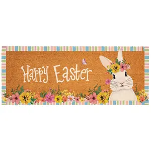 Evergreen 60"x24" Floral Bunny Coir Doormat