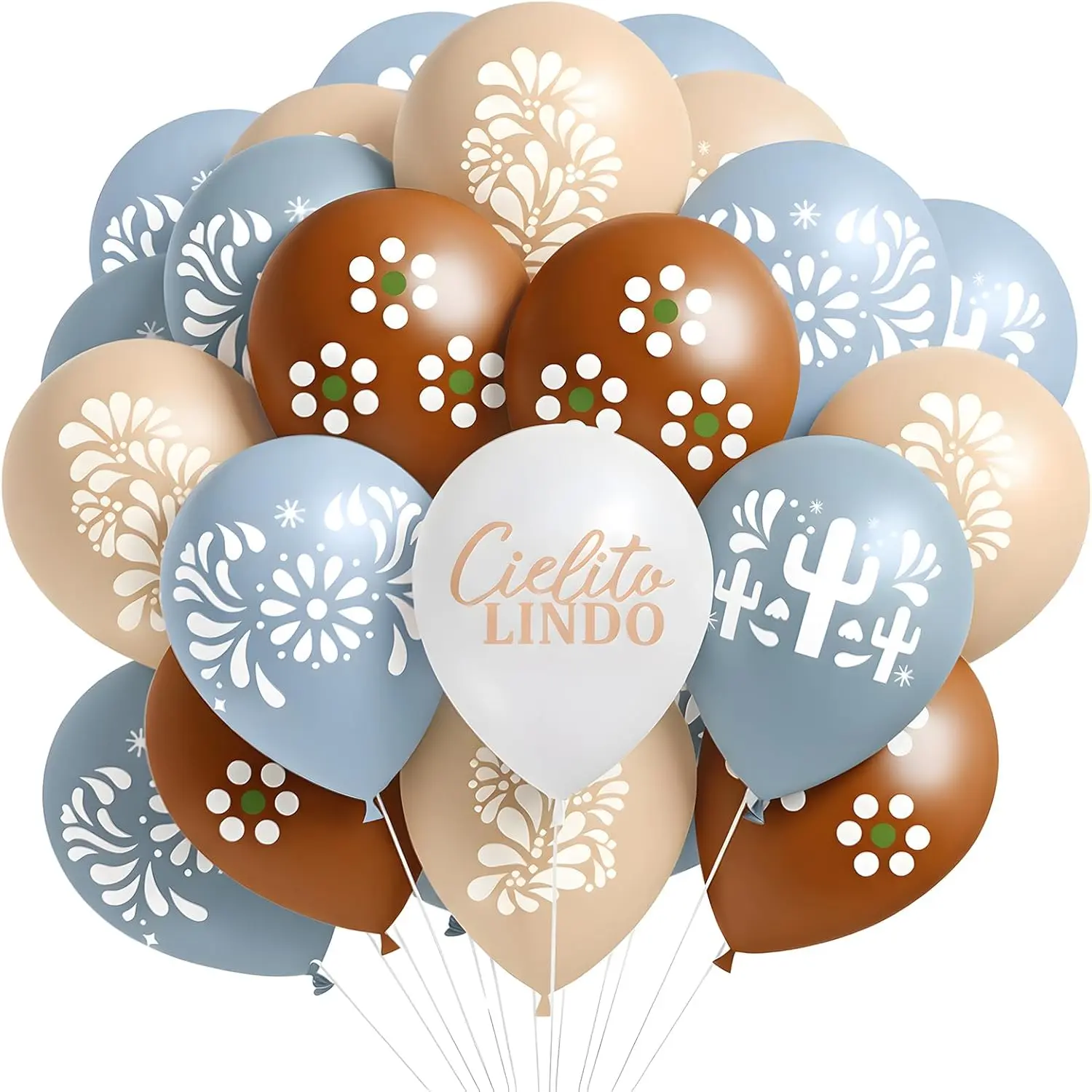Soulchen 45 Pcs Cielito Lindo Balloons Party Decoration 12 Inch Platos De Barro Fiesta Balloons Mexican Talavera Party Decor for Wedding Birthday Baby Shower Bridal Engagement Supplies (Dusty Blue)