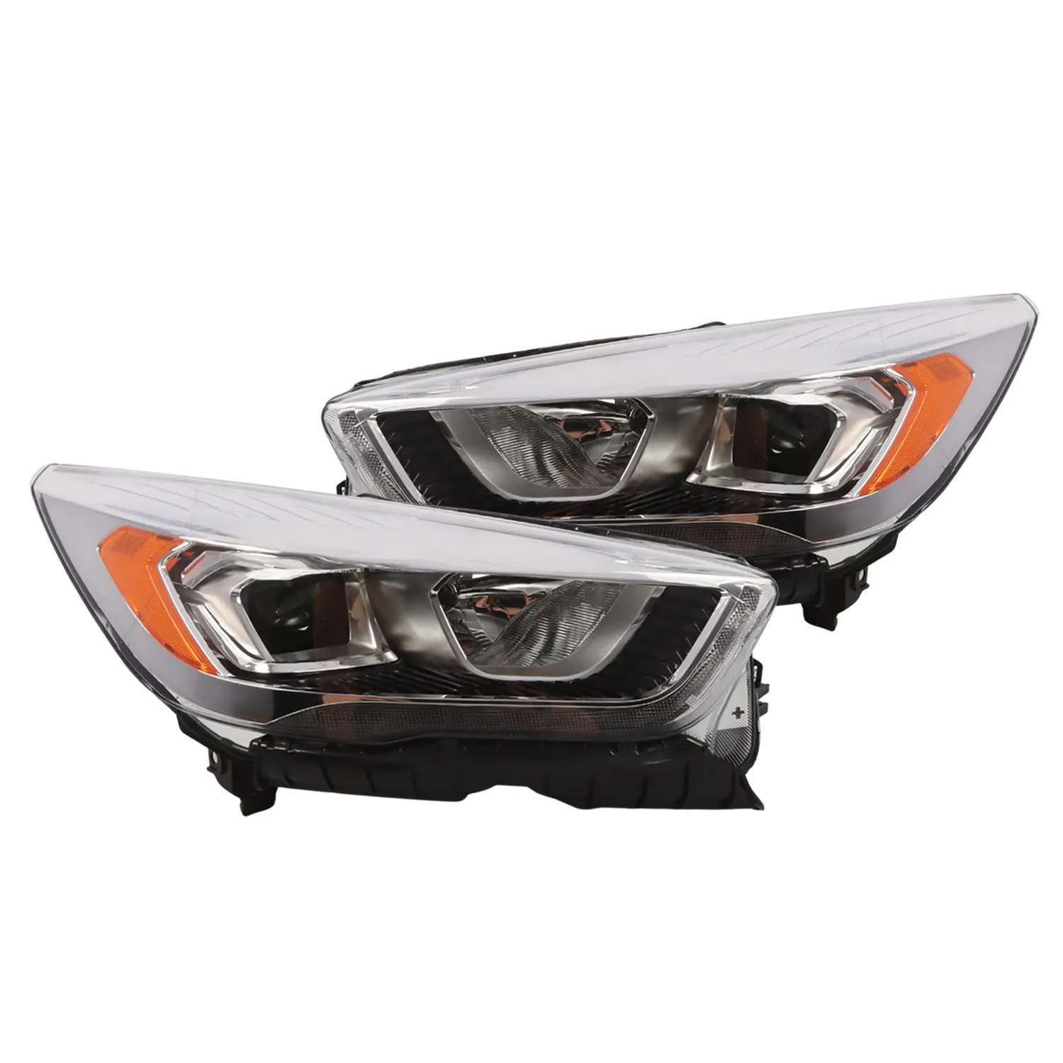 Nakkaa Composite Halogen & LED Projector Headlight Set - Left & Right Pair (2Pcs) for 2017-2019 Ford Escape, Fits Models With or Without LED DRL, High Visibility Car Lighting
