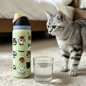 Owala FreeSip Cat Print 32 oz Insulated Tumbler - Large Capacity Vacuum Insulated Drinkware, Portable for Camping, Travel, Ideal for Birthdays