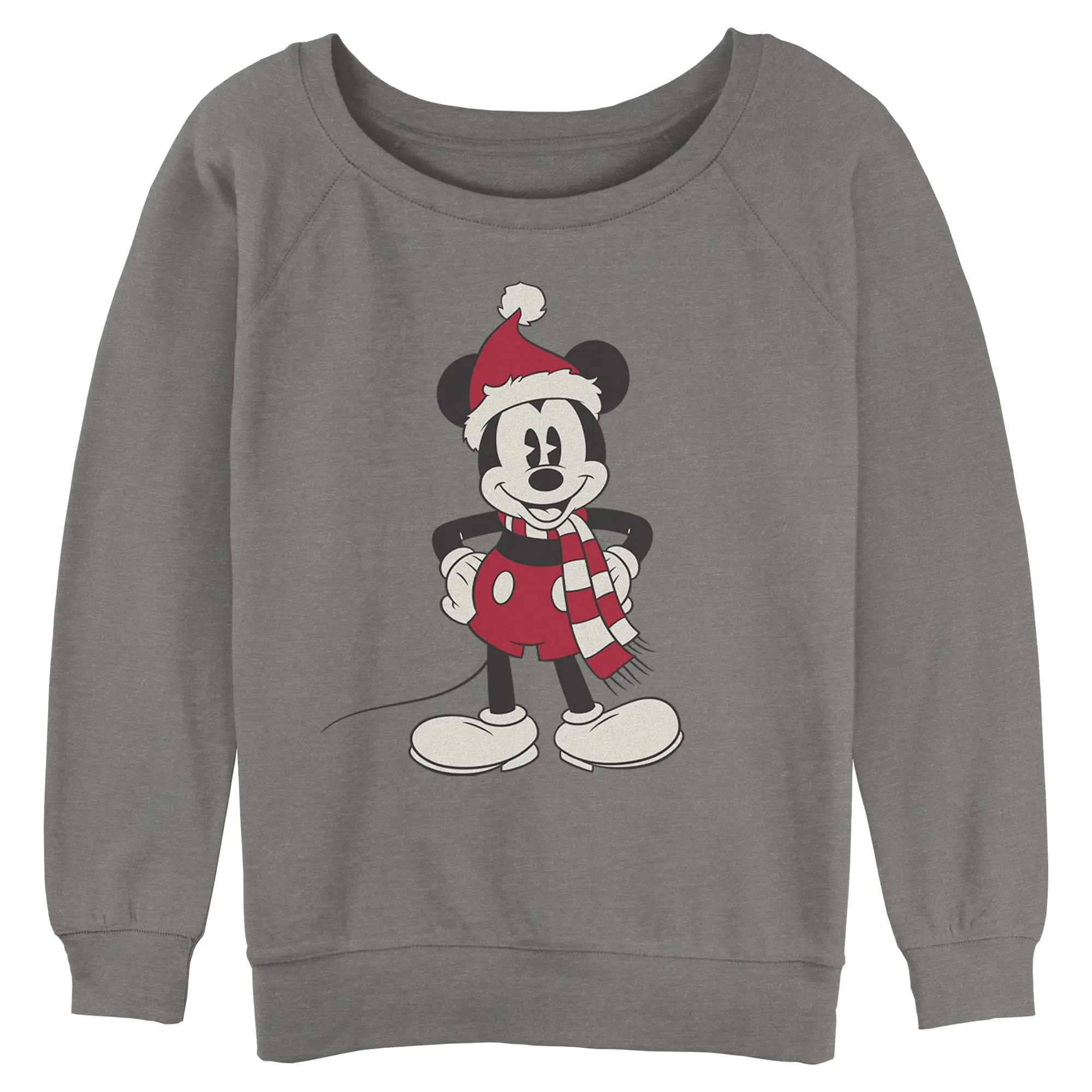 Juniors Womens Mickey & Friends Christmas Santa Hat Mickey Sweatshirt