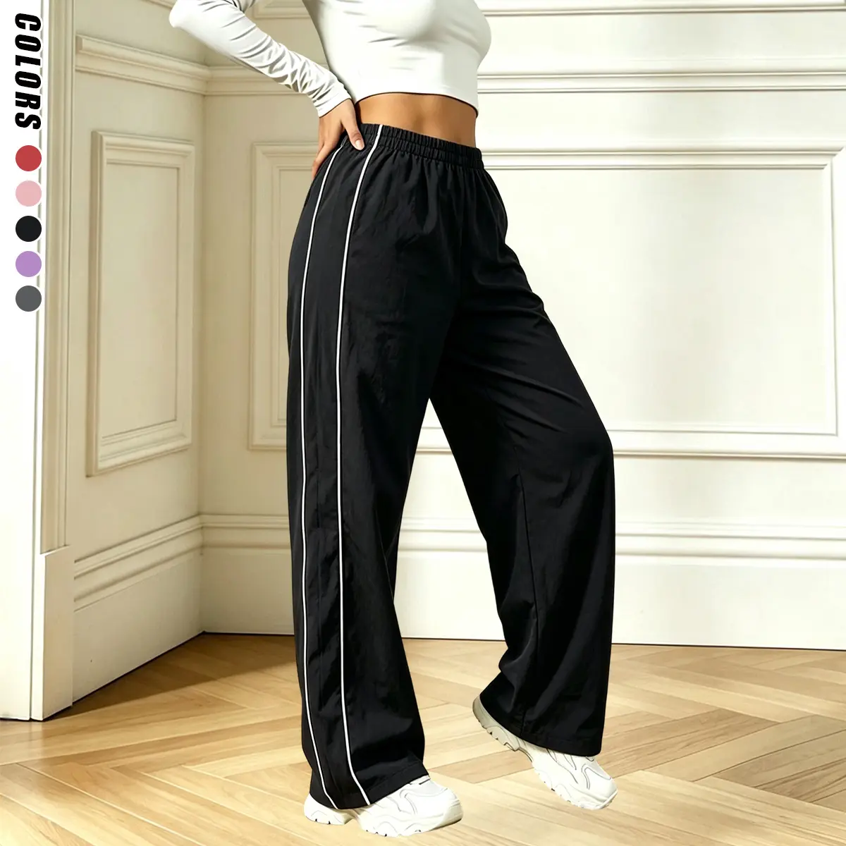 Women’s casual loose pants with an elastic drawstring waist – lightweight and breathable, multi-pocket design, easy for spring, summer, and autumn wear; high-waisted pants that are comfortable for everyday use.,sohochic