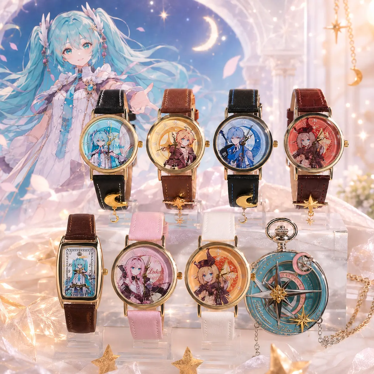 MINISO Hatsune Miku Star Moon Knight Series - Surprise Blind Box Wristwatch, Cute Anime Peripheral Collectible Birthday Gift#Summervibes