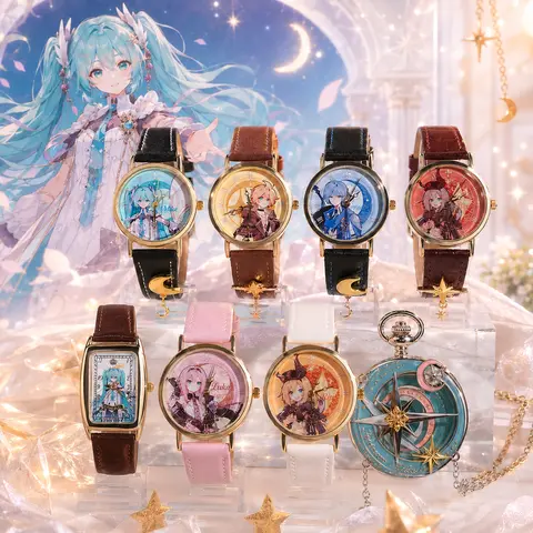 Miniso Hatsune Miku Star Moon Knight Series Collectibles Blind Bag Set - Unisex Fashion Accessory Surprise Pack, 1/9 Pull Odds, Whole Set (9pcs), Star Moon Motif Watch Included, Cute Anime Casual Style Gift