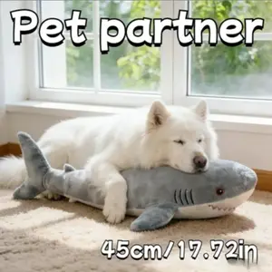 Shark Plush Toy for Pets, Cat Dog Soft Washable Companion Toy, Ultra Large Compressible Ocean Theme Stuffed Animal, Perfect Home Choice