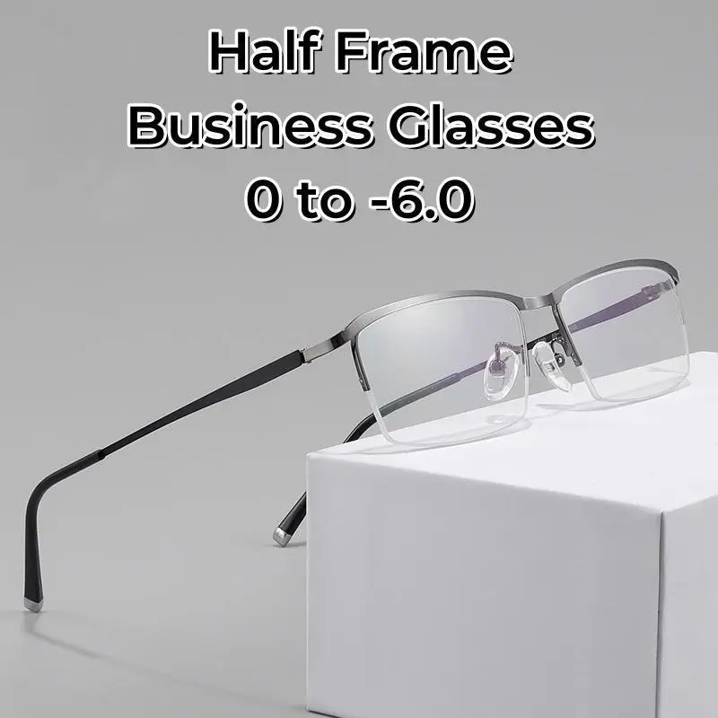 Business Men Optical Myopia Glasses Half Frame Women Short-sighted Eyeglasses Blue Light Blocking Eye Protection Eyeglass