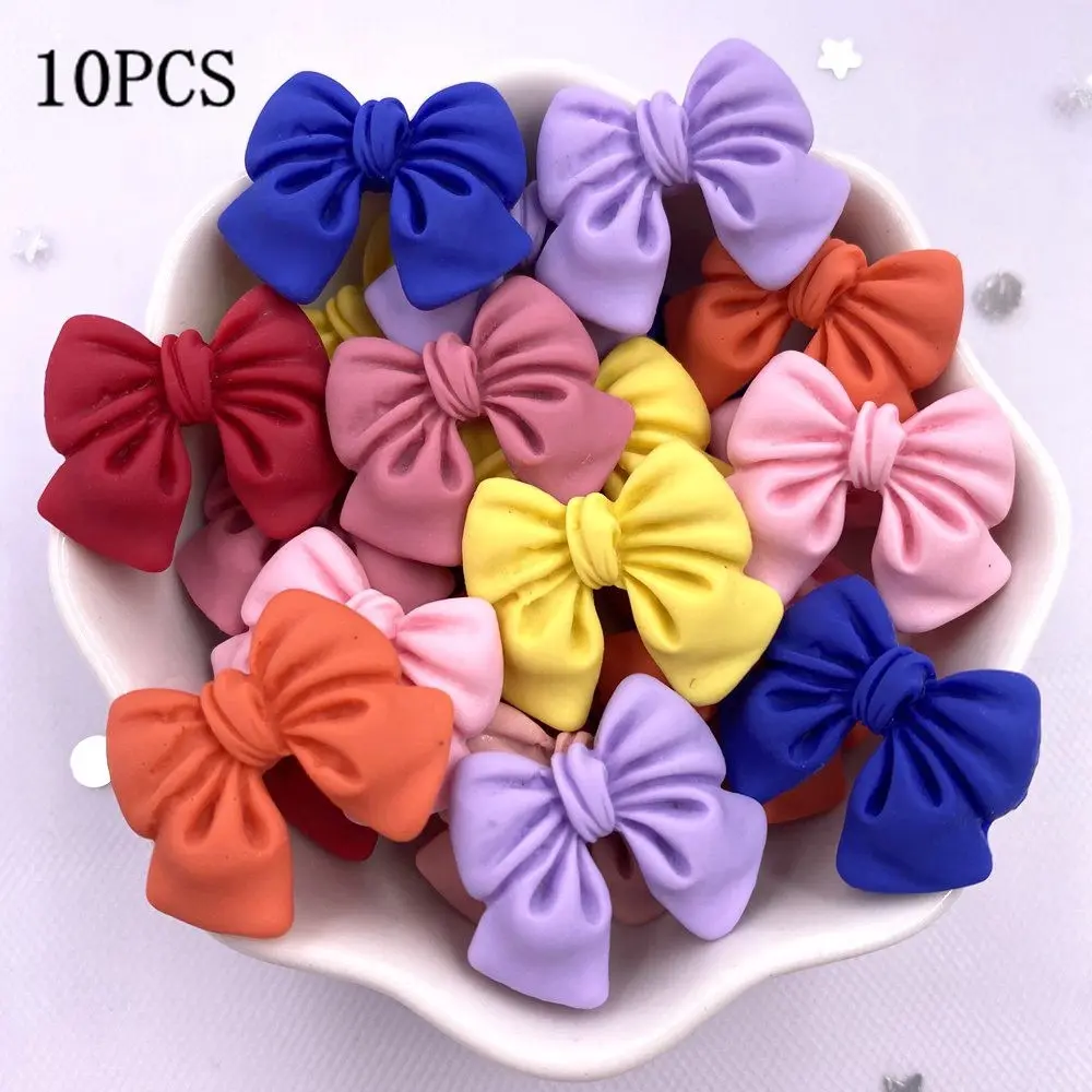 10PCS Mixed Resin Kawaii Colorful Painted Cartoon Bowknot Flatback Stone Figurines Scrapbook DIY Crafts Kit Bow Decor Home Accessories Crafts DIY Kits