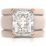 Rinfit Silicone Rings for Women with 10x8mm Emerald Cut CZ Stone and 2 Thin Stackable Bands, Silicone Engagement Ring and Wedding Ring Set for Her, Flexible for Work, Gym, Pregnancy, Travel and Everyday Wear, Patented Design