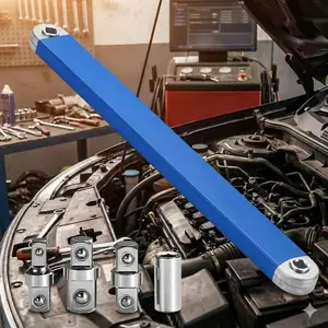 3/8-Inch Extension Bar Socket Wrench Set with Various Drive Adapters, 15-Inch High Torque Impact Sockets, Heavy-Duty Anti-Slip Tool Kit, Car Repair Tools for Auto Repair, Mechanical Maintenance, DIY Grinding and Cutting