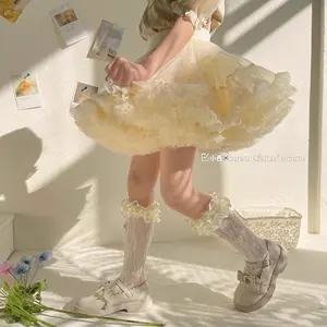 Girl's tutu dress large fluffy version bunny dress milky apricot tutu dress with shotr cream-colored ballet princess dress