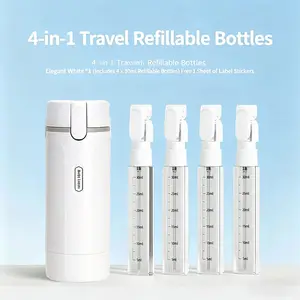 Four-In-One Travel Refillable Bottles, Portable Shampoo Shower Gel Lotion Storage Bottle, Foldable Pump Head Leak-Proof Liquid, 30ML X 4 Large Capacity