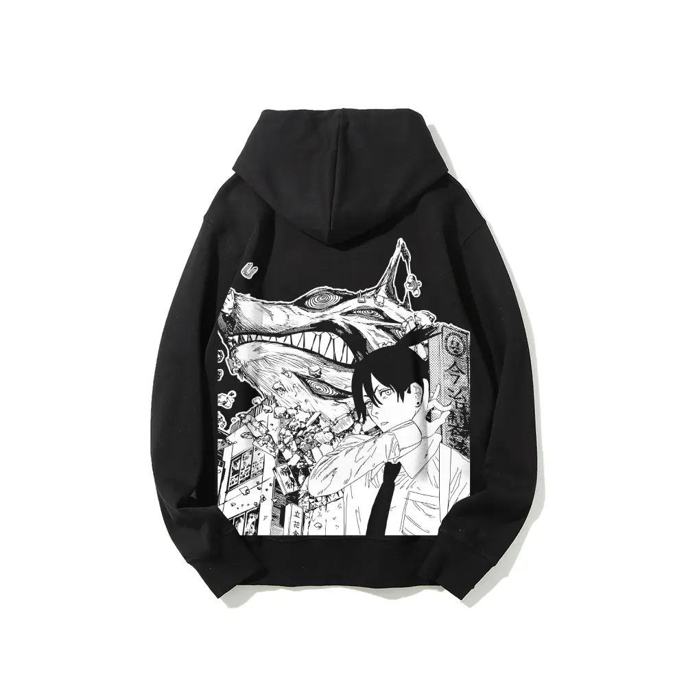 Men's Chainsaw Man Aki Graphic Hoodie - Japanese Streetwear, Clean Minimal Design, Unisex Casual Menswear Top, Soft Cotton Sweatshirts, Cozy Fall-Winter Outfit, Aesthetic Gift Fabric, Tops, Long Sleeve, Fashion