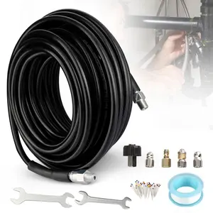 Sewer Jet Nozzle Kit 50ft Drain Cleaning Hose for High Pressure Washer 5800PSI-