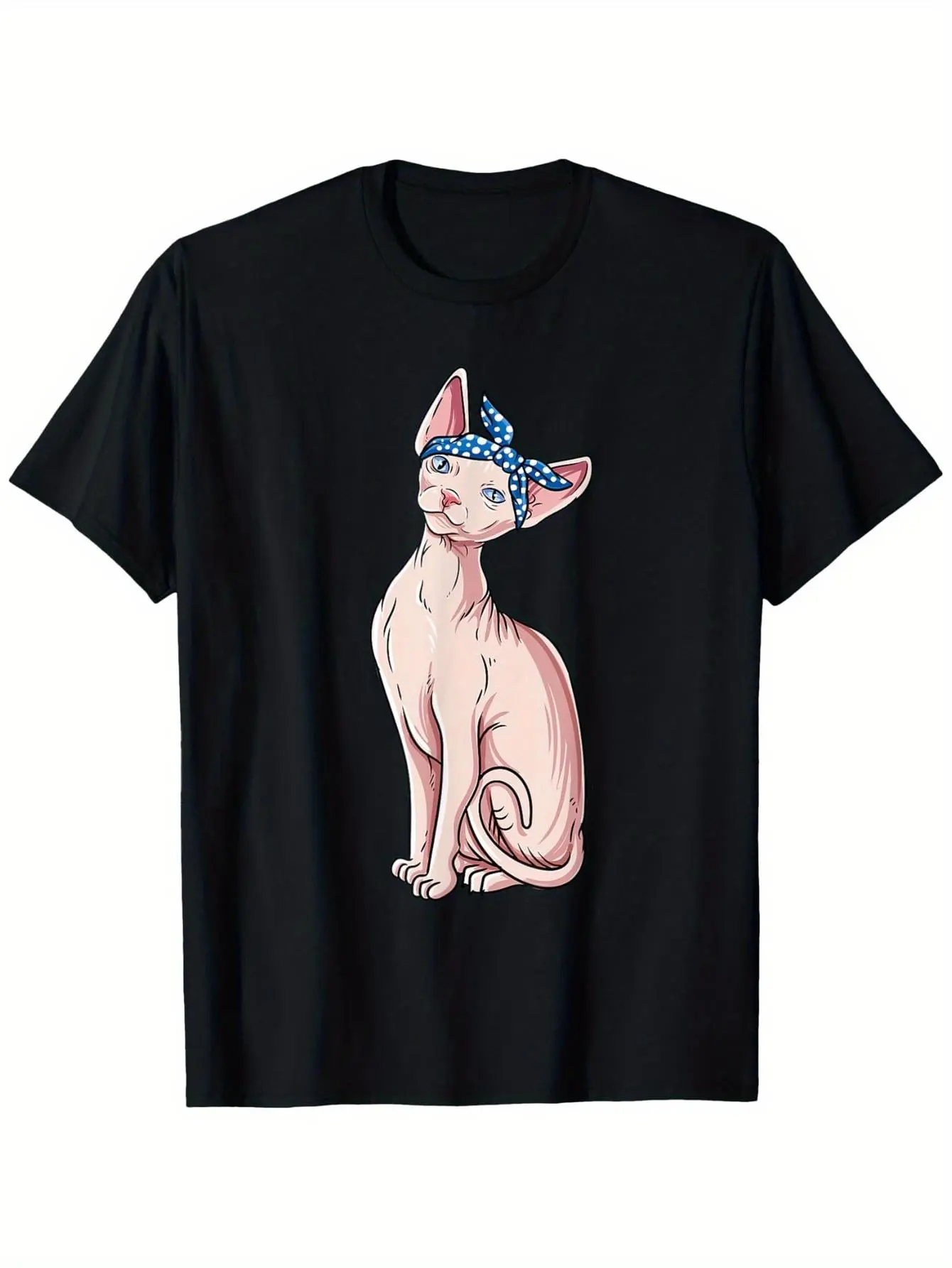 Cute Hairless Cat Design - Love My Sphynx T-Shirt, unisex soft cotton short sleeve t shirt, vintage graphic casual tee for men women teens, perfect birthday holiday gift for camping travel gym daily street  wear