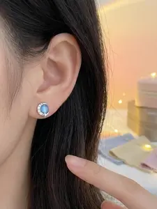 Low Allergy Blue Moon Star Earrings, Artificial Crystal Inlay, Suitable for Daily Wear, Party, Birthday, Anniversary, Graduation