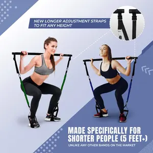 Pilates Essentials Kit for Short Women with Resistance Bands - Multifunctional Pilates Sculpt Bar - Home Gym Workout Equipment - Includes Exercise Chart for Full Body Workout