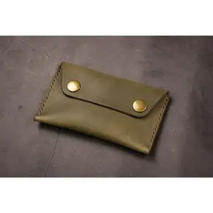 Leather Business Card Holder - Grey Minerva