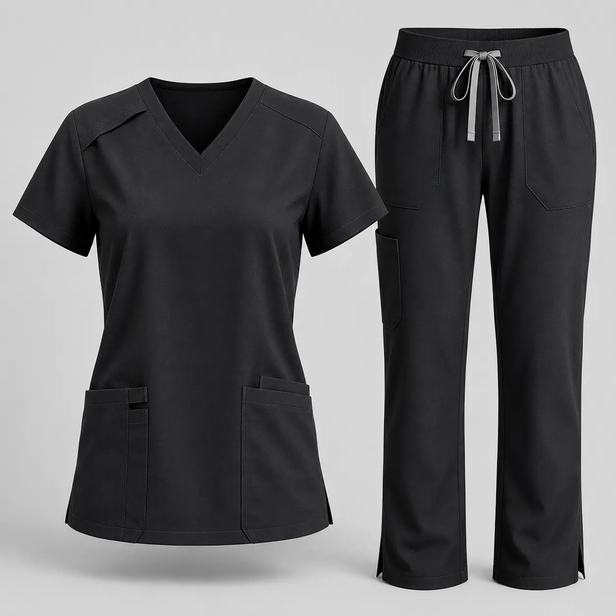 EADFLIE Women’s Scrubs Set, V-Neck Shirt Sleeve Scrub Top & Straight Leg Pants, 9 Pockets, Stretch Medical Uniform for Nurses, Dental, Vet Tech，Sky Bule