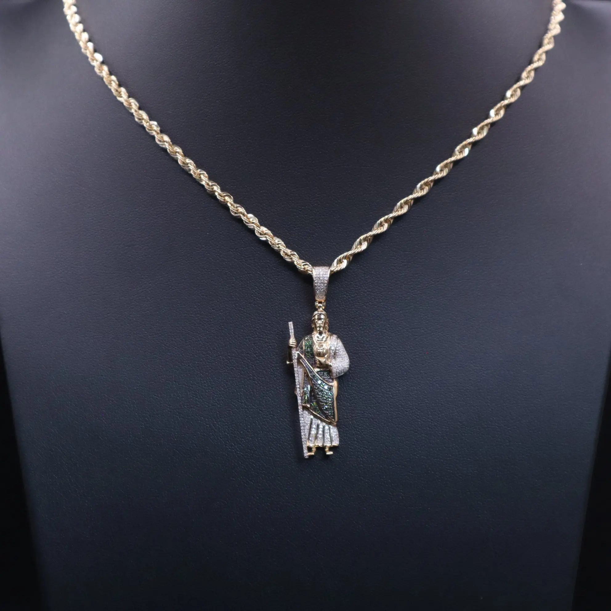 St. Jude Diamond Pendant – 10K Yellow Gold (0.50 CTW Natural Green & White Diamonds)