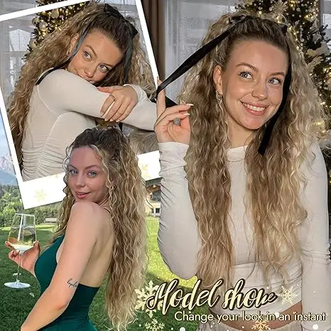 【Flash Sale】HMD Claw Long Wavy Ponytail Extension Black Brown 18/22/26/30" Curly Pony Tail Clip in Hair Extensions for Women fluffy Natural Looking Synthetic Hairpiece for Daily Use 【Flash Sale】HMD Claw Long Wavy Ponytail Extension Black Brown 18/22/26/30" Curly Pony Tail Clip in Hair Extensions for Women fluffy Natural Looking Synthetic Hairpiece for Daily Use